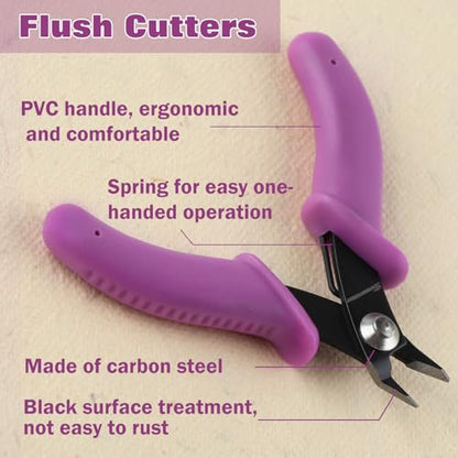 SPEEDWOX 3 Inch Flush Cutters for Jewellery Making Precision Electronics Flush Cutter Diagonal Cutting Pliers Craft Wire Cutters for Crafting Micro Cutter Soft Wire Cutters for Jewellery Wires - size: 3"