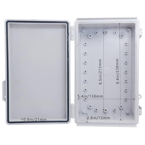 Waterproof Outdoor Electrical Junction Box Weatherproof IP67 ABS Plastic Enclosure Switch Router Project Box with Mounting Plate with Wall Bracket 2 Cable Glands Grey 10.23" x 6.3" x 3.94" - color: Grey, size: 10.23" x 6.3" x 3.94" 1pc