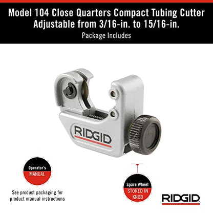 RIDGID 32985 Model 104 Close Quarters Tubing Cutter, 3/16-inch to 15/16-inch Tube Cutter (Pack of 6) - size: Pack of 6