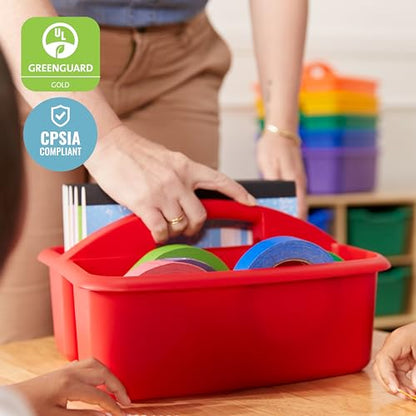 ECR4Kids 2-Compartment Large Storage Caddy Organizer, 6-Pack, Primary - color: Primary