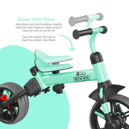 Yvolution 3 in 1 Toddler Trike Y Velo Flippa Push Tricycle Toddler Balance Bike with Parent Steering Push Handle for Boys Girls 2-5 Years Old - color: Green
