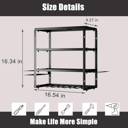 AZERPIAN Power Tool Organizer Heavy Duty Wall Mount Drill Tools Holder - size: 4 Slots 3Layers