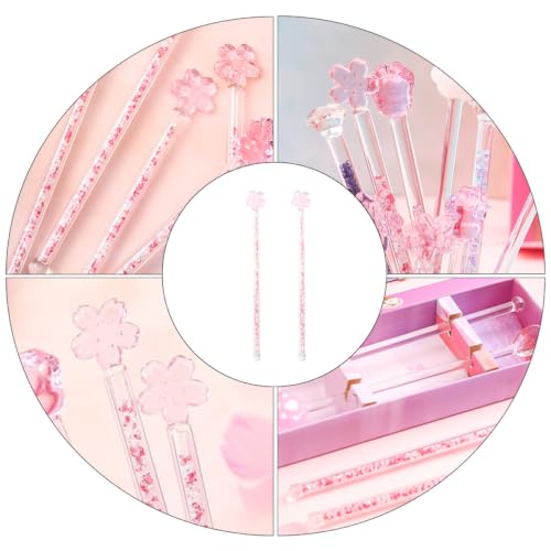 Luxshiny 2-pack Glass Stirring Sticks Flower Design 7.28 inch Beverage Mixing Rods Reusable Drink Stirrers for Coffee Tea Juice Milk Tea Cocktails Bar and Home Use