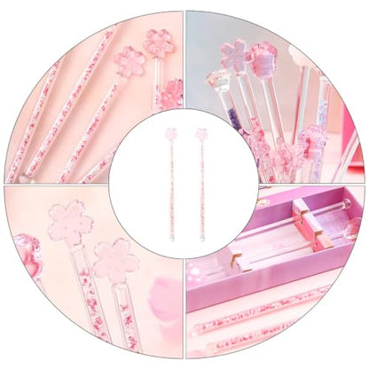 Luxshiny 2-pack Glass Stirring Sticks Flower Design 7.28 inch Beverage Mixing Rods Reusable Drink Stirrers for Coffee Tea Juice Milk Tea Cocktails Bar and Home Use