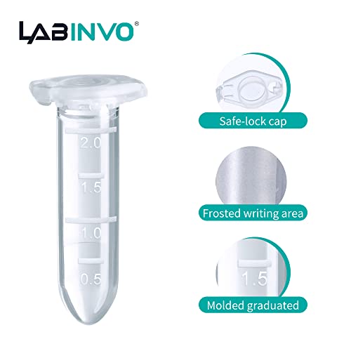 2ml Sterile Microcentrifuge Tubes with Safe-Lock Cap, Pack of 500, Max.RCF15000×G Round Bottom Centrifuge Tubes, PP Material, Molded Graduation 10.3x40.5mm, IN-MT20A - style: 2mL, 500PCS,Sterile