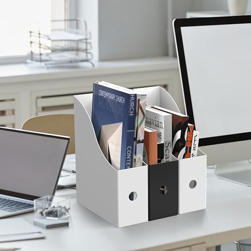 Simple Houseware 6-Pack Magazine File Holder Box, Foldable Cardboard Organizer, White - color: white, size: 6 Pack