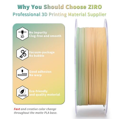 ZIRO Matte PLA Filament, 1.75mm 1kg Fit Most FDM Printer, Cool Daybreak - color: Cool Daybreak (Matte)