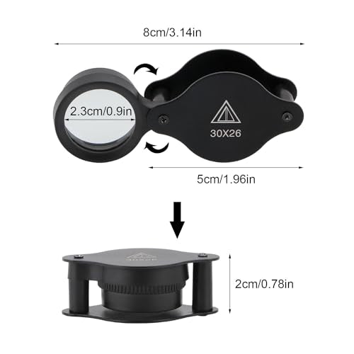 Rongon 30X 26MM Pocket Jewelers Loupe Folding Magnifying Glass (Black) - color: Black