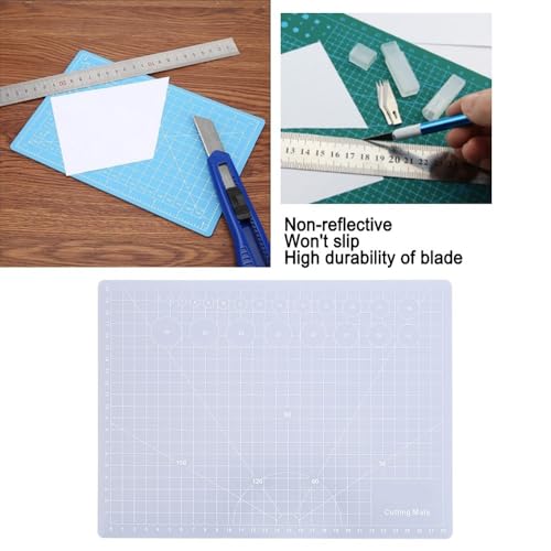 A5 Translucent Cutting Board – Self-Healing Craft Mat for Quilting, Rubber Stamp & Model Making, Non-Slip Non-Reflective Surface(M) - size: 11.8"L x 8.7"W