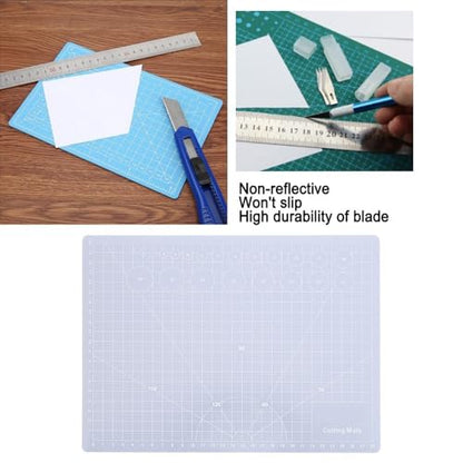 A5 Translucent Cutting Board – Self-Healing Craft Mat for Quilting, Rubber Stamp & Model Making, Non-Slip Non-Reflective Surface(M) - size: 11.8"L x 8.7"W