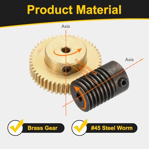 uxcell Worm Gear Set Right Rotation 50T 0.5 Module 1:50 Reduction Rate - size: Gear-3mm, Rod-3mm Bore, style: 0.5M-50T