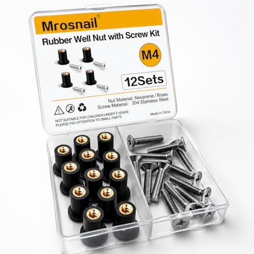 12PCS M4 Neoprene Well Nuts Kit with Stainless Steel Screws - size: M4×12Pcs