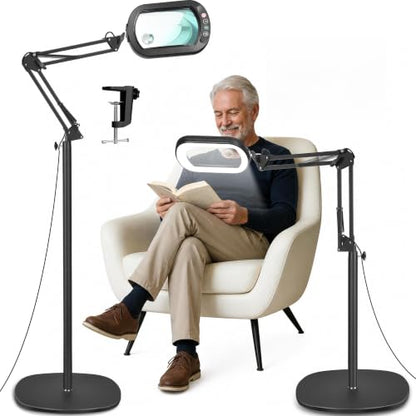 IVMAIE 30X 12X Magnifying Glass with Light and Stand, Real Glass Lens - color: Black, size: 30X 12X-18-Inch Swing Arm
