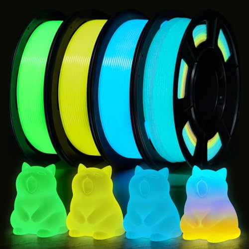RepRapper 4 x 250g Glow Colors Pack, Glow in the Dark PLA Filament 1.75mm (+- 0.03mm) for 3D Printer, 4x250g Spools - Green, Blue, Yellow, Rainbow - color: Blue/Yellow/Green/Rainbow