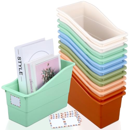 gisgfim 12 Pack Large Book Bins with Labels (Boho) - color: Boho