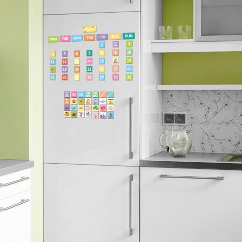 Magnetic Calendar Numbers Double-Sided Month Week Day Holiday Magnets Labels for Home Holiday School Office Kitchen Refrigerator Whiteboard Dry Erase Boards Classroom Teacher Supplies