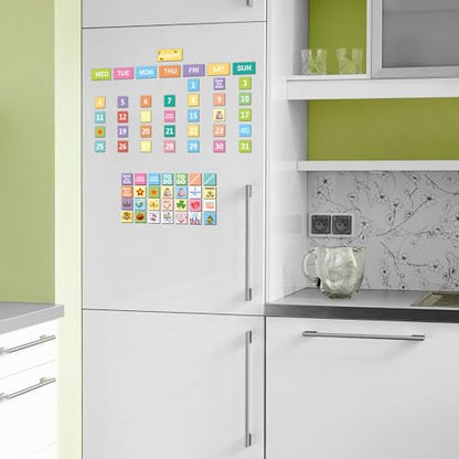 Magnetic Calendar Numbers Double-Sided Month Week Day Holiday Magnets Labels for Home Holiday School Office Kitchen Refrigerator Whiteboard Dry Erase Boards Classroom Teacher Supplies