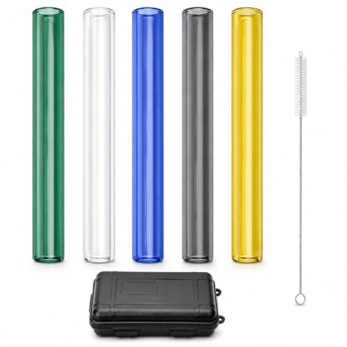 4 Inch Glass Tubes, 5 Pack Multicolor Borosilicate Glass Tubing Set