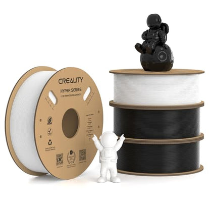 Creality Hyper PLA Filament 1.75mm, 30-600mm/s High Speed 3D Printer Filament, Dimensional Accuracy +/-0.02mm, Fit Most FDM 3D Printers, 4 Pack 1kg Spool(2.2lbs), Black & White - color: Black & White