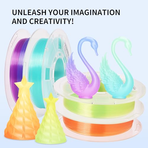 RAMBERY Transparent Multicolor Rainbow Filament, Crystal Rainbow PLA Clear 3D Printer Filament Bundle Gradient Change 1.75mm Fit Most FDM Printer，200gX4 Spools - color: Crystal Rainbow