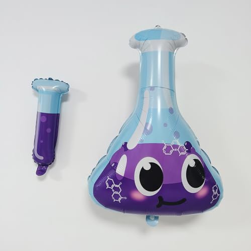Science Party Decoration Balloons Set,Chemical Lab Birthday Decorations with Purple Flask/Flame/Test Tube/Checkered Balloons，STEM Theme Party Supplies for Kids Science Birthday & Classroom Events