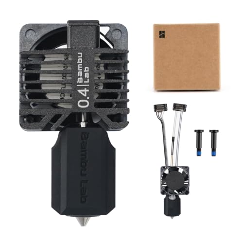 Bamboo Original P1 Series 04mm Hardened Steel Complete Hotend Kits Set with Fan,Full Assembly Hot End Kit for Bambu Lab P1,P1P,P1S 3D Printer - size: 0.4mm P1 Series