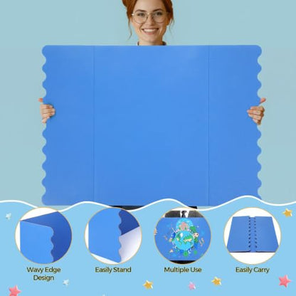Mooliwe 24" X 16" 4 Pack Scalloped Trifold Poster Board, Blue Tones - color: Blue Tones, size: 24" X 16"