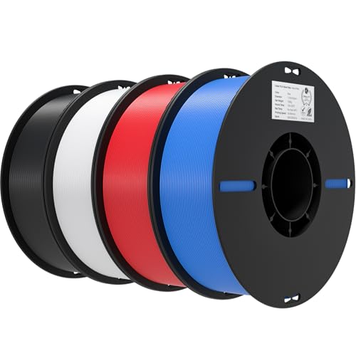 Creality PLA 3D Printer Filament 4KG, Black & White & Red & Blue, 4-Pack - color: Black+white+blue+red Pla, size: 4kg