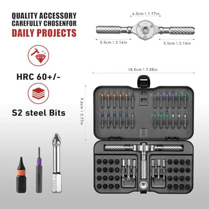VMAN Ratchet Screwdriver Set, magnetic Screwdriver sets, S2 Steel Bits, DIY Combination Flexible Shaft, Suitable for Furniture Assembly, Precision Electrical Appliance Repair, Bicycle Tools