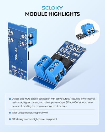 3PCS Dual High-Power MOSFET Trigger Switch Drive Module 0-20KHz PWM Adjustment Electronic Switch Control Board Motor Speed Controller Lamp Brightness Control, DC 5V-36V 400W, 15A (Max 30A) - style: 3PCS