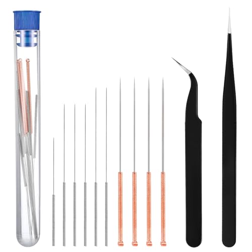 12PCS 3D Printer Nozzle Cleaning Kit, No Clogger 3D Printer Tool Print Nozzle Maintenance Tool Kit 10PCS Cleaning Needles and 2 Tweezers Universal Clog Removal Tools for 3D-Printers