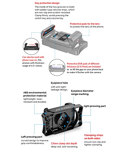 Telescope Phone Adapter, Multipurpose Telescope Smartphone Adapter Mount, Universal Telescope Phone Mount Adapter for Adults-Fits Almost All Optical Equipment and Smartphones on the Market
