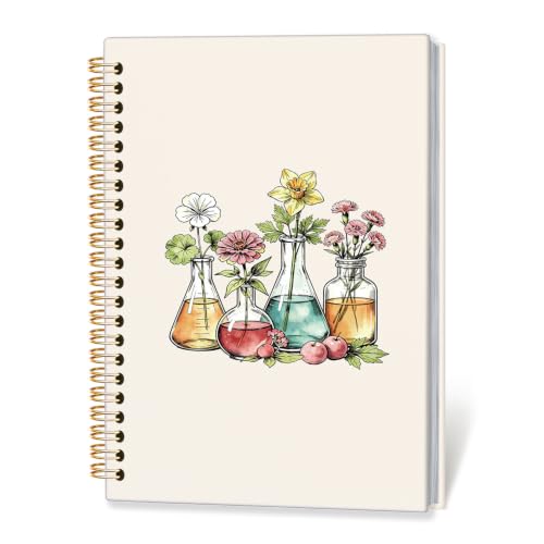 Science Teacher Spiral Notebook,Chemistry Biology Lover Gifts,A5 - color: Floral Beakers-1