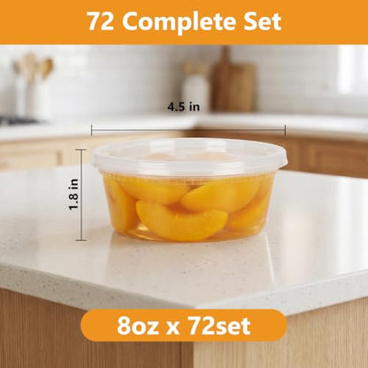 NESCCI 72 Sets (144-Piece) Deli Containers with Lids,8oz X 72 Set Each - size: 8oz X 72 Set