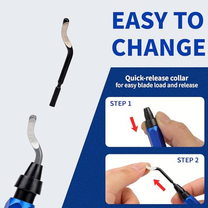 360° Deburring Tool 20pcs M2 HSS 2-Type Blades CNC Handle for 3D Print