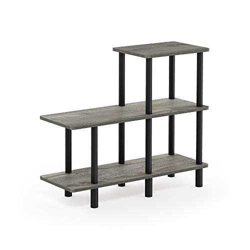 Furinno Turn-N-Tube 3-Tier Cube Ladder Shelf, French Oak Grey/Black - color: French Oak Grey/Black, style: 3-Tiers, Cube Ladder