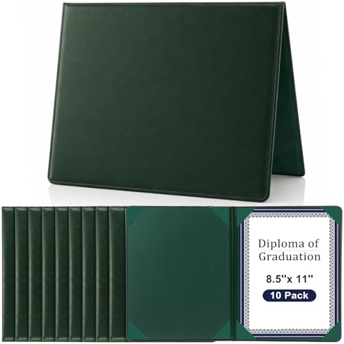 Tenare 10 Pcs Green PU Leather Certificate Cover Diploma Folder Holder - color: Green