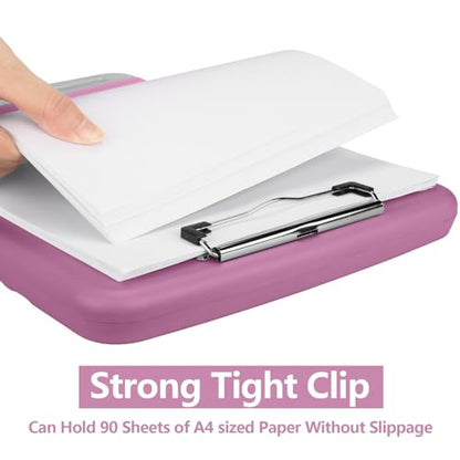 Clipboard with Storage, A4 Binder Nursing Clipboards with Pen Holder, Heavy Duty Storage Clipboards with Low Profile Clip, Clipboard Folder Side-Opening, Smooth Writing Clip Board (Violet) - color: Violet