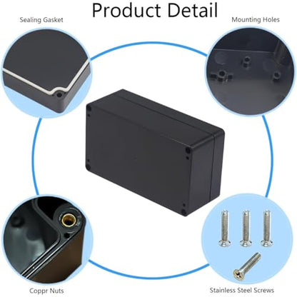 Project Box IP65 Waterproof Junction Box ABS Plastic Black Electrical Boxes DIY Electronic Project Case Power Enclosure 6.22x3.54x2.36 inch (158 x 90 x60 mm) - color: Black, size: 6.22"x3.54"x2.36"