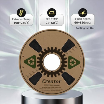 Creator Black High Speed PLA 3D Printer Filament 1.75mm, Rapid PLA for Max 500mm/s Printing, Dimensional Accuracy +/- 0.02mm, High Fluidity 3D Printing Filament 1kg (Black) - color: Hs Pla Black