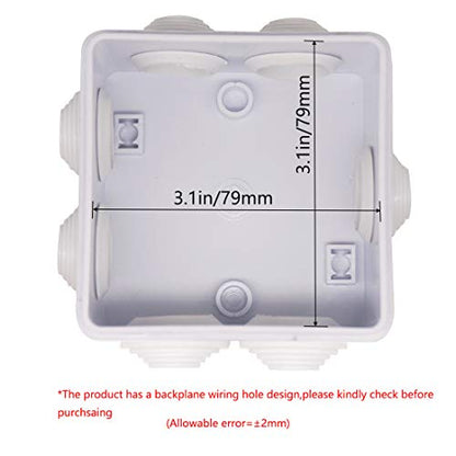 Zulkit Junction Box ABS Plastic Dustproof Waterproof IP55 Universal Electrical Boxes Project Enclosure White 3.4 x 3.4 x 2 inch (85 x 85 x 50mm) - size: 3.4" x 3.4" x 2"