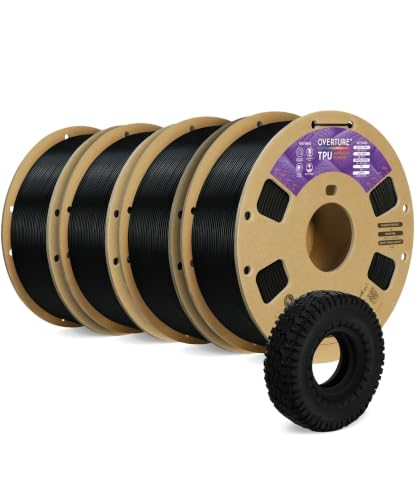 OVERTURE 4KG Bundle TPU 95A Flexible 3D Printer Filament 1.75mm - color: Black 4-pack, size: TPU