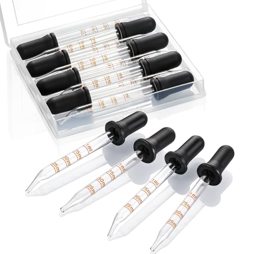 8 Pack, 1 mL Glass Eye Dropper with Measurement - Short Bent & Straight Tip Calibrated Glass Medicine Droppers, Accurate Dose Pipette Dropper for Essential Oil, Feeding, Ear, Eye, Lab, Health, Beauty - style: 8PCS-Short
