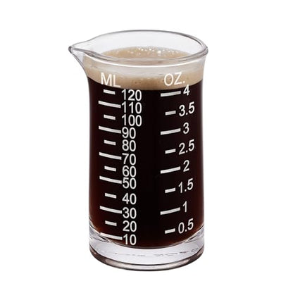 Ackers Shot Glass Etching Scale Measuring Cup 4 Ounce/120ML Liquid Heavy High Espresso Glass Cup,V-Shaped Spout - color: White (Etching Scale)