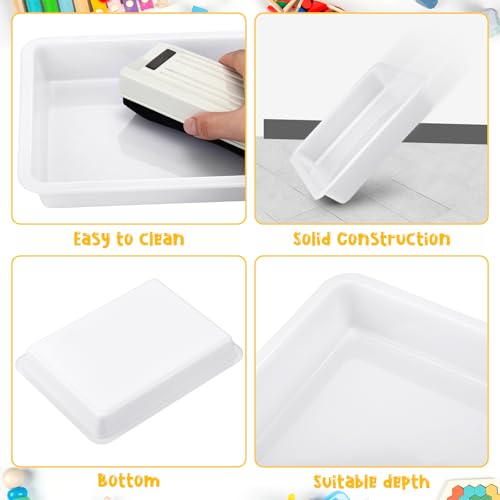 Maitys 24 Pcs Classroom Art Trays Plastic Activity Tray for Kids Craft Stackable Shallow Storage Organizer Serving for DIY School Books Home Painting Projects 9.45 x 7.1 x 1.38 Inch(White) - color: White