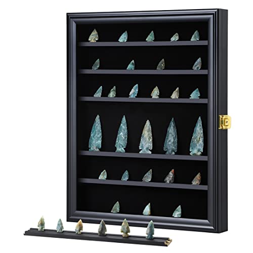 KCRasan Arrowhead Display Case Native American Arrowhead Shadow Box, Black - size: Large Black