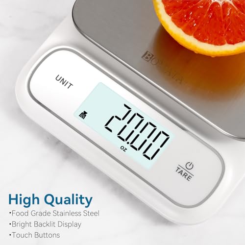 BOMATA Waterproof IPX6 Kitchen Scale with 0.1 g/0.01 oz High Precision - color: White