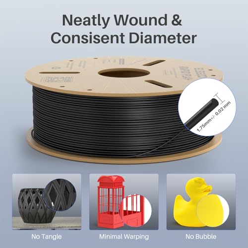 ELEGOO Rapid PLA Plus 3D Printer Filament 1.75mm Black 1KG - color: 1kg Black