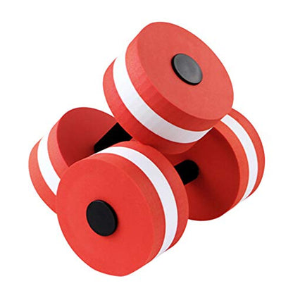 2Pc Water Dumbells Water Aerobic Exercise Foam Dumbbell Pool Resistance Aquatic Dumbbell EVA Yoga Barbell Exercise Fitness Equipment Exercises Equipment for Weight Loss - color: Red