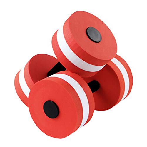 2Pc Water Dumbells Water Aerobic Exercise Foam Dumbbell Pool Resistance Aquatic Dumbbell EVA Yoga Barbell Exercise Fitness Equipment Exercises Equipment for Weight Loss - color: Red